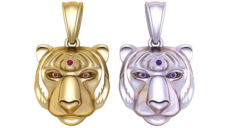 TIGER FACES PENDANT 3D PRINATBLE MODEL 3D printmodel .c4d .max .obj .3ds .fbx .stl .blend
