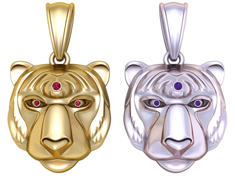 TIGER FACES PENDANT 3D PRINATBLE MODEL 3D 프린트 모델