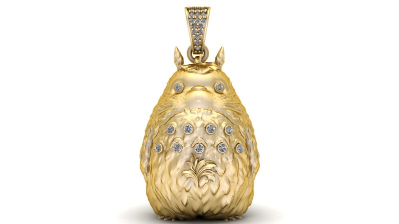 Golden Totoro-Inspired Pendant 3D Принт Модель .c4d .max .obj .3ds .fbx .stl .blend