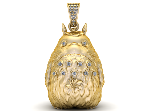 Golden Totoro-Inspired Pendant 3D Принт Модель