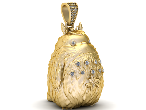 Golden Totoro-Inspired Pendant 3D Принт Модель