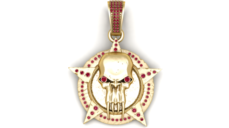 Golden Skull Star Pendant 3D Принт Модель .c4d .max .obj .3ds .fbx .stl .blend