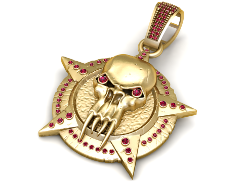 Golden Skull Star Pendant 3D Принт Модель