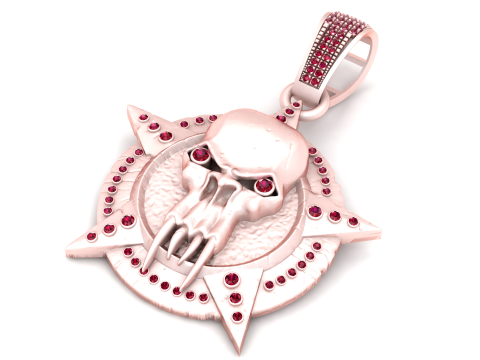 Golden Skull Star Pendant 3D Принт Модель