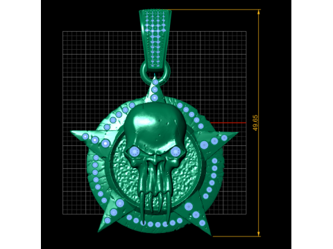 Golden Skull Star Pendant 3D Принт Модель