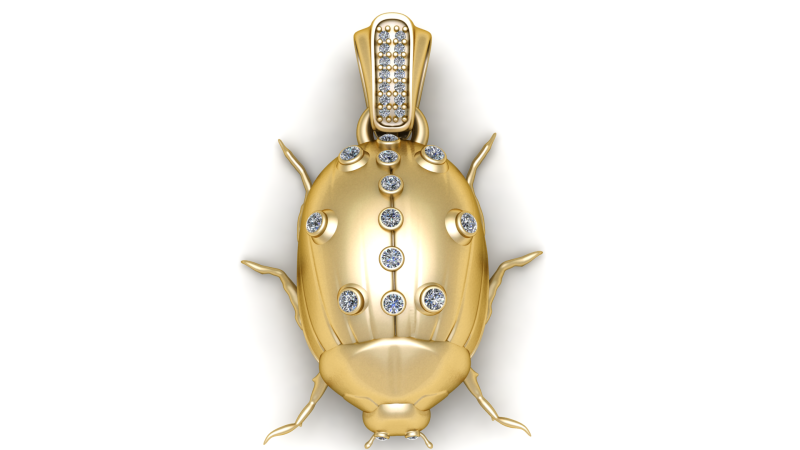 Golden Beetle Pendant 3D 打印模型 .c4d .max .obj .3ds .fbx .stl .blend