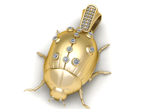 Golden Beetle Pendant 3D Print Model