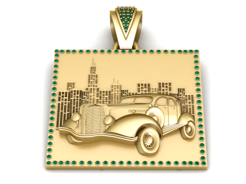 Vintage Car Cityscape Pendant 3D Принт Модель