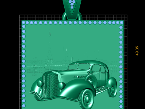 Vintage Car Cityscape Pendant 3D Print Model
