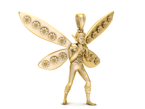 Golden Fairy Pendant 3D Print Model