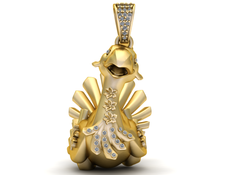 Golden Peacock Pendent Modelo de Impressão 3D