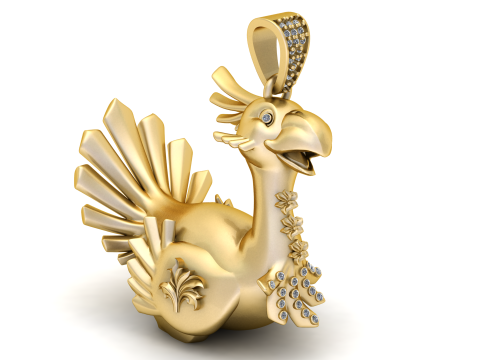 Golden Peacock Pendent 3D 打印模型