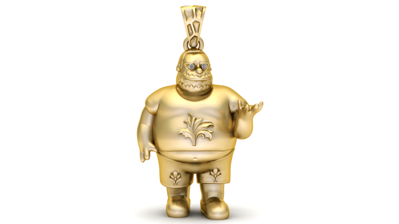 Golden Character Pendant 3Dプリントモデル .c4d .max .obj .3ds .fbx .stl .blend 