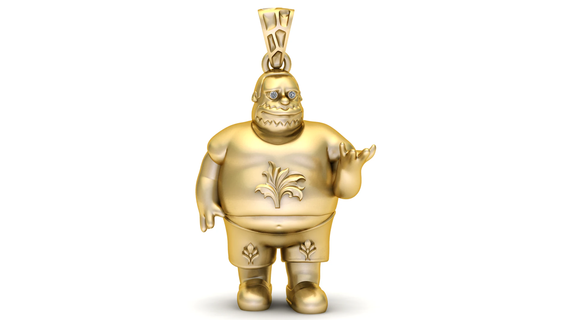 Golden Character Pendant 3D Print Model .c4d .max .obj .3ds .fbx .stl .blend 