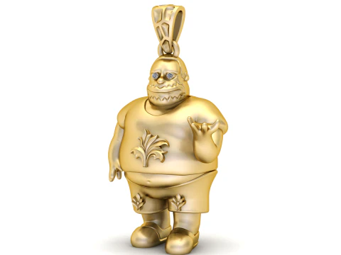 Golden Character Pendant 3D Print Model