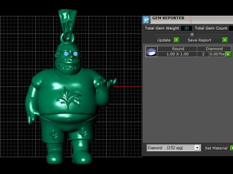 Golden Character Pendant 3Dプリントモデル