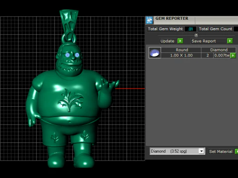 Golden Character Pendant 3D Print Model