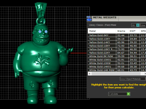 Golden Character Pendant 3D Print Model