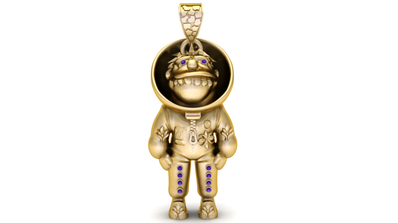 Golden Astronaut Pendant 3D 打印模型 .c4d .max .obj .3ds .fbx .stl .blend