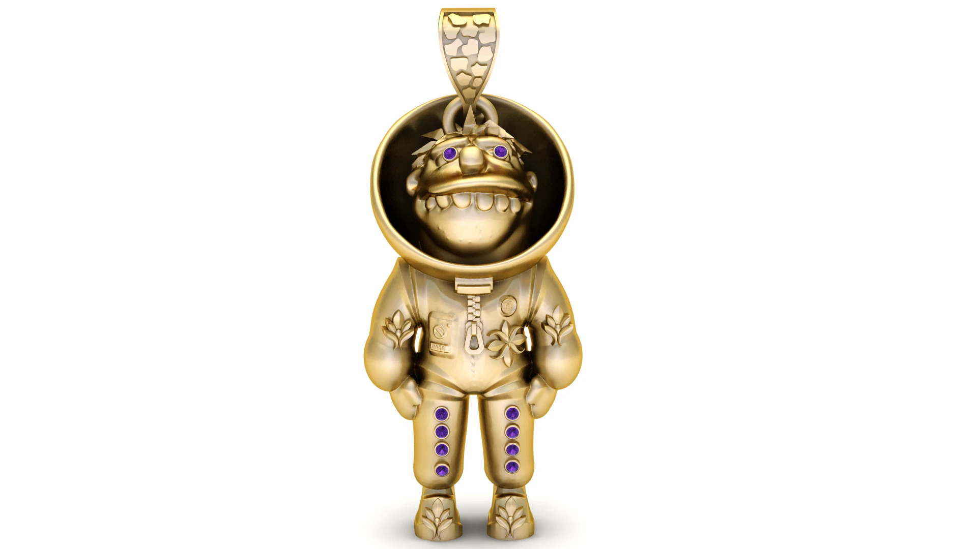Golden Astronaut Pendant 3D Print Model .c4d .max .obj .3ds .fbx .stl .blend