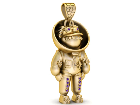 Golden Astronaut Pendant 3D Print Model
