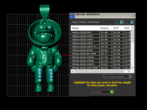 Golden Astronaut Pendant 3D Print Model