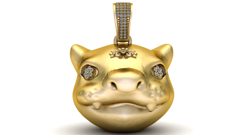 Golden Dragon Face Pendant 3D Принт Модель .c4d .max .obj .3ds .fbx .stl .blend