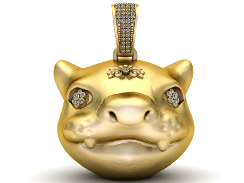 Gouden draak gezicht hanger 3D printmodel