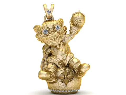 Liontin Prajurit Goblin Emas Model Cetak 3D