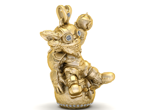 Golden Goblin Warrior Pendant 3D Print Model