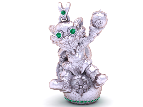Golden Goblin Warrior Pendant 3D Print Model
