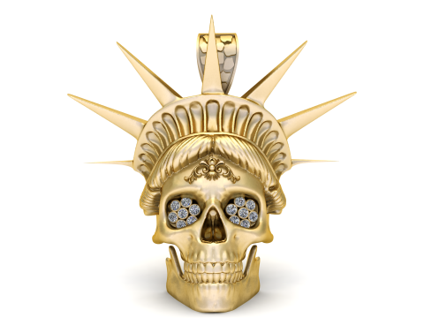 Golden Liberty Skull Pendant Modelo de Impressão 3D
