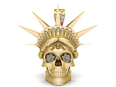 Gouden vrijheidsschedel hanger 3D printmodel
