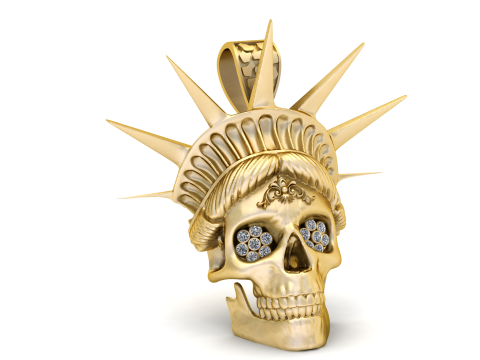 Pendentif Crâne Liberty Doré Modèles 3D en vedette
