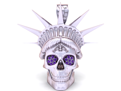 Pendentif Crâne Liberty Doré Modèles 3D en vedette