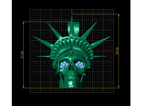 Pendentif Crâne Liberty Doré Modèles 3D en vedette