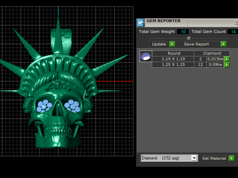 Pendentif Crâne Liberty Doré Modèles 3D en vedette