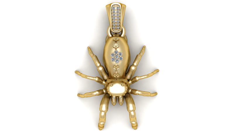 Golden Spider Pendant 3D 打印模型 .c4d .max .obj .3ds .fbx .stl .blend