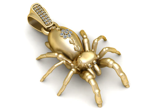 Golden Spider Pendant 3D Print Model