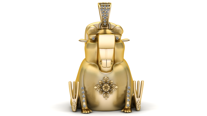 Golden Beaver Pendant 3D Print Model .c4d .max .obj .3ds .fbx .stl .blend 