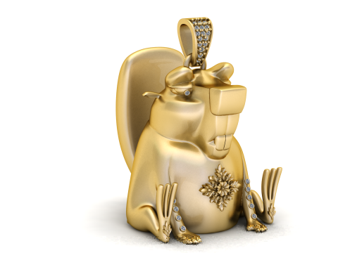 Golden Beaver Pendant 3D Print Model