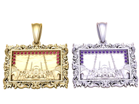 КВАДРАТНЫЙ КУЛОН ТАДЖ-МАХАЛ 3D МОДЕЛЬ ДЛЯ ПЕЧАТИ 3D Принт Модель