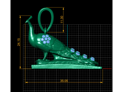Peacock PENDANT 3D PRINTABLE MODEL 3D Print Model