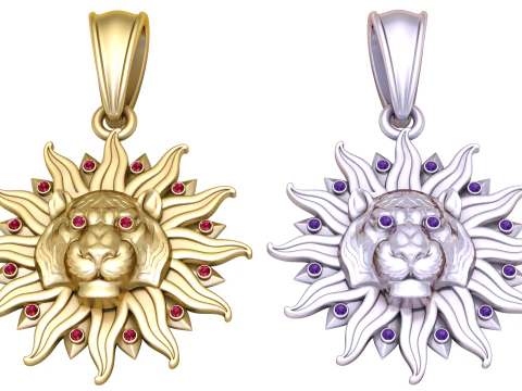 LION FACES SUN PENDANT 3D PRINTABLE MODEL 3D Print Model