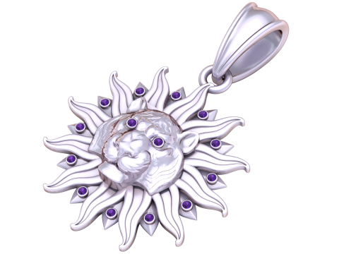 ライオン フェイス サン ペンダント 3D 印刷可能モデル 3Dプリントモデル