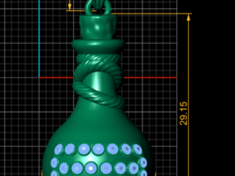 Gold Pot-Shaped Pendant3D Printable MODEL 3D Print Model