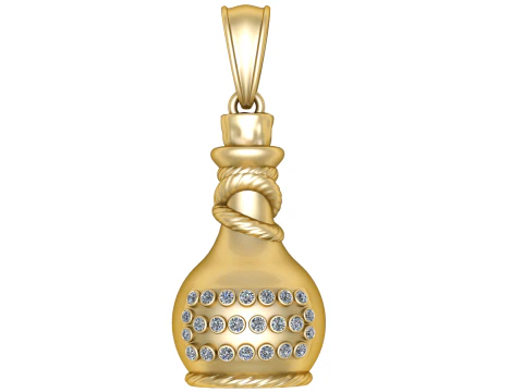 Gold Pot-Shaped Pendant3D Printable MODEL 3D Print Model