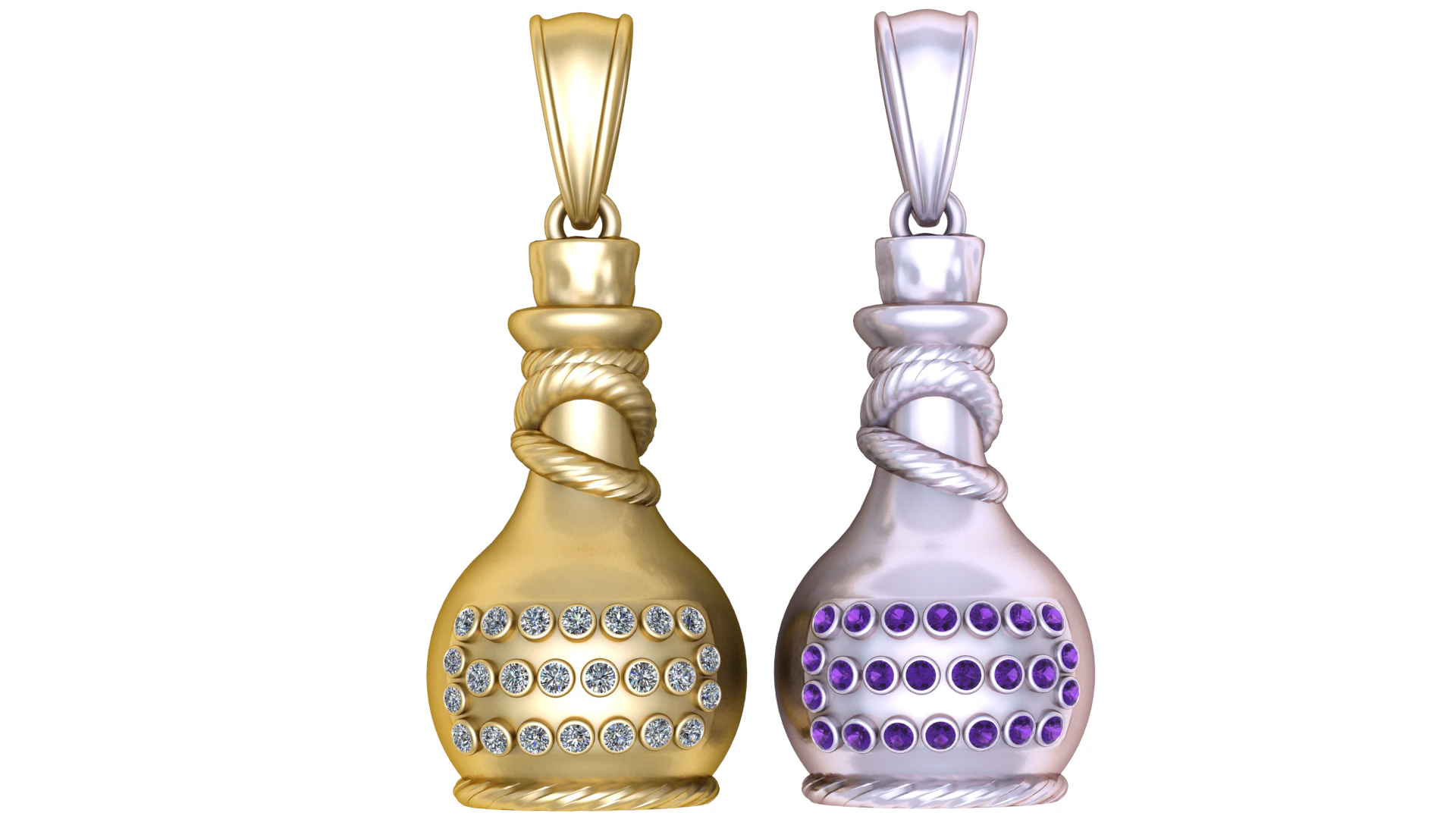 Gold Pot-Shaped Pendant3D Printable MODEL 3D Print Model .c4d .max .obj .3ds .fbx .stl .blend
