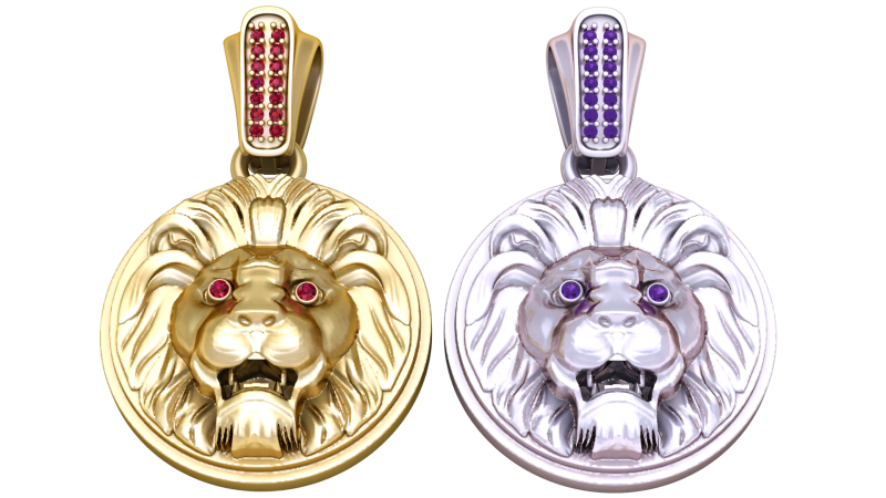 ROUND LION FACES PENDANT 3D PRINTABLE MODEL Model Cetak 3D .c4d .max .obj .3ds .fbx .stl .blend