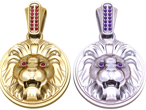 ROUND LION FACES PENDANT 3D PRINTABLE MODEL 3D Принт Модель